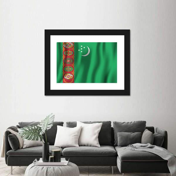 Turkmenistan Waving Flag Canvas Wall Art-5 Horizontal-Gallery Wrap-22" x 12"-Tiaracle