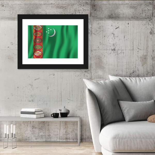 Turkmenistan Waving Flag Canvas Wall Art-5 Horizontal-Gallery Wrap-22" x 12"-Tiaracle