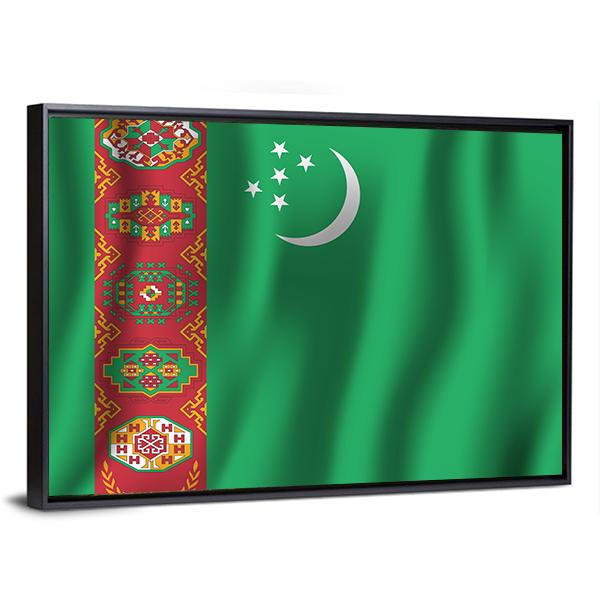 Turkmenistan Waving Flag Canvas Wall Art-5 Horizontal-Gallery Wrap-22" x 12"-Tiaracle