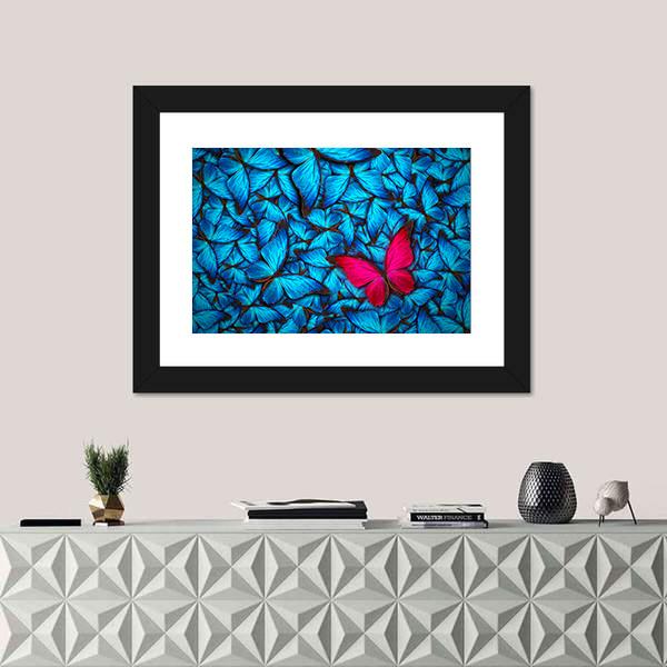 Turquoise Butterflies Canvas Wall Art-1 Piece-Framed Print-20" x 16"-Tiaracle