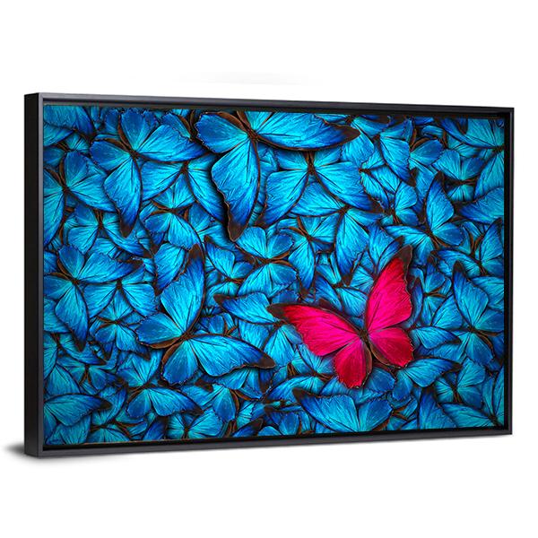 Turquoise Butterflies Canvas Wall Art-3 Horizontal-Gallery Wrap-25" x 16"-Tiaracle