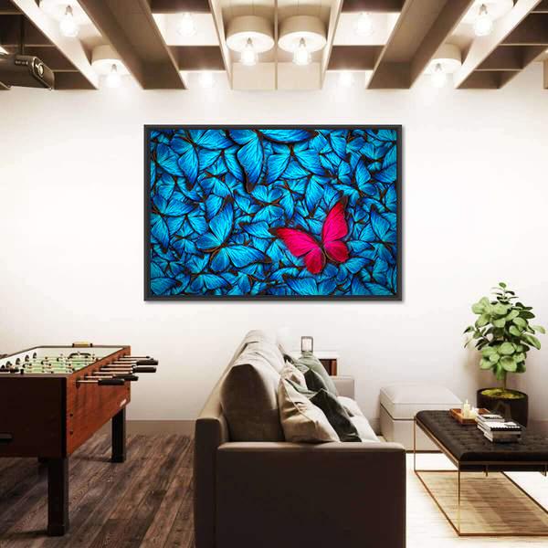 Turquoise Butterflies Canvas Wall Art-3 Horizontal-Gallery Wrap-25" x 16"-Tiaracle