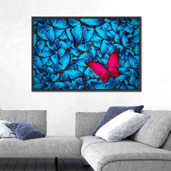 Turquoise Butterflies Canvas Wall Art-3 Horizontal-Gallery Wrap-25" x 16"-Tiaracle