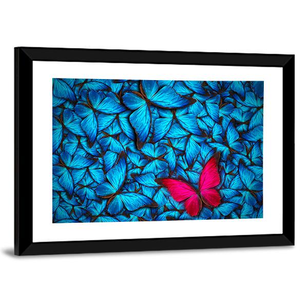 Turquoise Butterflies Canvas Wall Art-3 Horizontal-Gallery Wrap-25" x 16"-Tiaracle