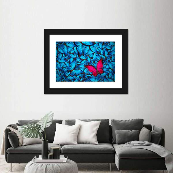 Turquoise Butterflies Canvas Wall Art-3 Horizontal-Gallery Wrap-25" x 16"-Tiaracle