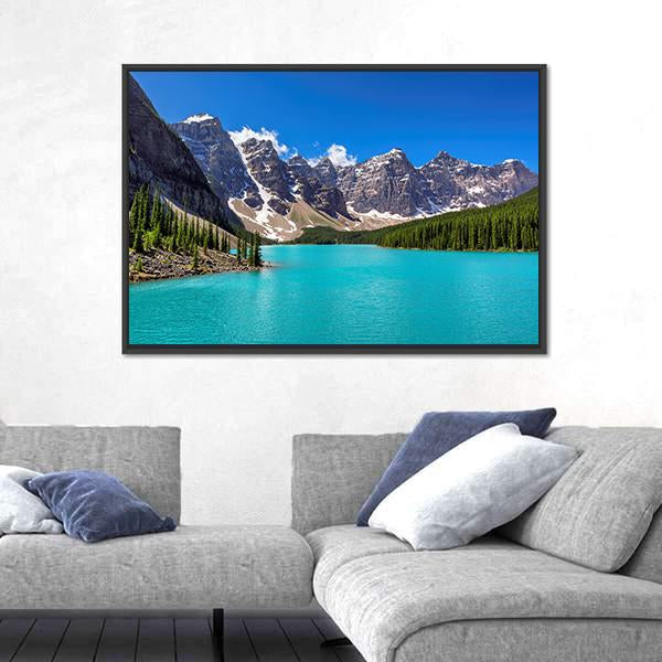 Turquoise Water Of Moraine Lake Canvas Wall Art-5 Horizontal-Gallery Wrap-22" x 12"-Tiaracle