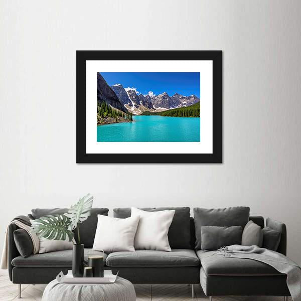 Turquoise Water Of Moraine Lake Canvas Wall Art-5 Horizontal-Gallery Wrap-22" x 12"-Tiaracle
