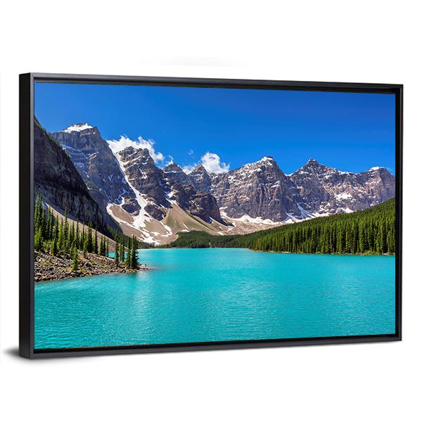 Turquoise Water Of Moraine Lake Canvas Wall Art-5 Horizontal-Gallery Wrap-22" x 12"-Tiaracle