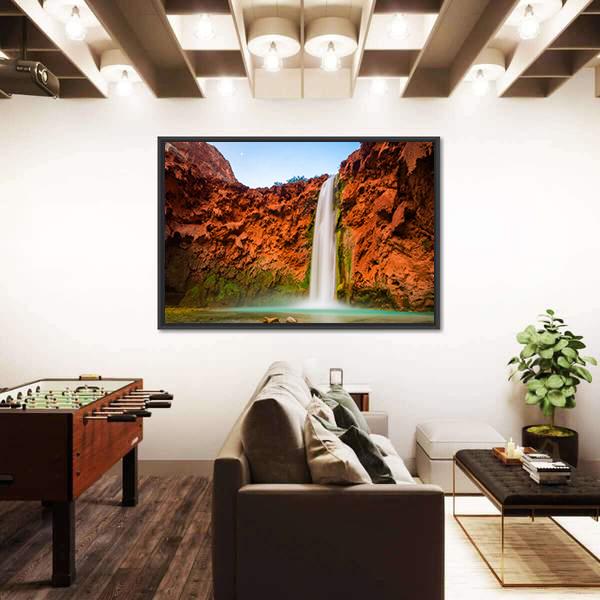 Turquoise Waters Of Mooney Falls Canvas Wall Art-3 Horizontal-Gallery Wrap-25" x 16"-Tiaracle