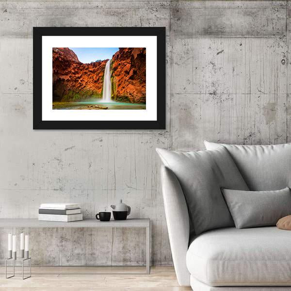 Turquoise Waters Of Mooney Falls Canvas Wall Art-3 Horizontal-Gallery Wrap-25" x 16"-Tiaracle