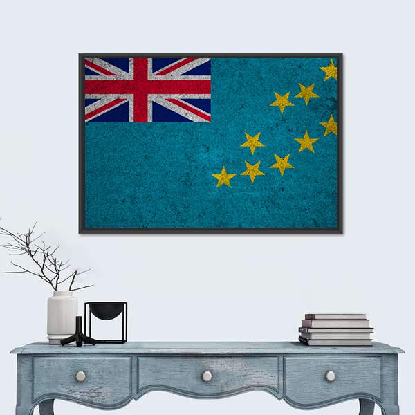 Tuvalu Flag Canvas Wall Art-1 Piece-Floating Frame-36" x 24"-Tiaracle