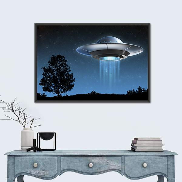 UFO Landing On Earth Canvas Wall Art-1 Piece-Floating Frame-36" x 24"-Tiaracle
