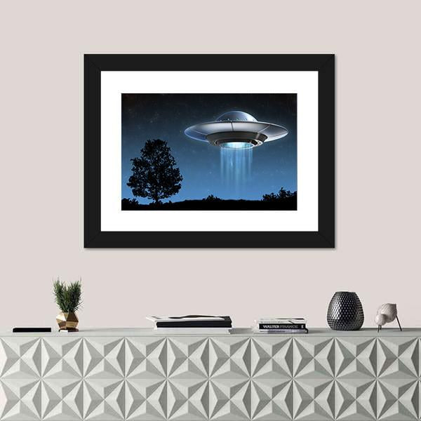 UFO Landing On Earth Canvas Wall Art-1 Piece-Framed Print-30" x 20"-Tiaracle