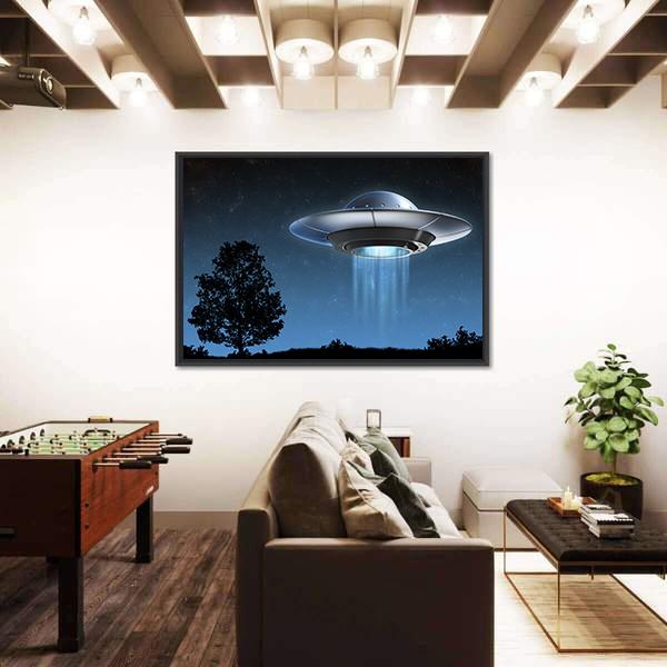 UFO Landing On Earth Canvas Wall Art-5 Horizontal-Gallery Wrap-22" x 12"-Tiaracle