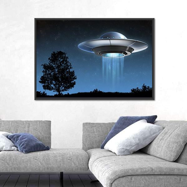 UFO Landing On Earth Canvas Wall Art-5 Horizontal-Gallery Wrap-22" x 12"-Tiaracle