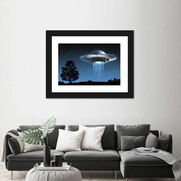 UFO Landing On Earth Canvas Wall Art-5 Horizontal-Gallery Wrap-22" x 12"-Tiaracle