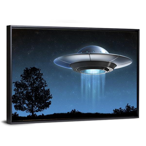 UFO Landing On Earth Canvas Wall Art-5 Horizontal-Gallery Wrap-22" x 12"-Tiaracle