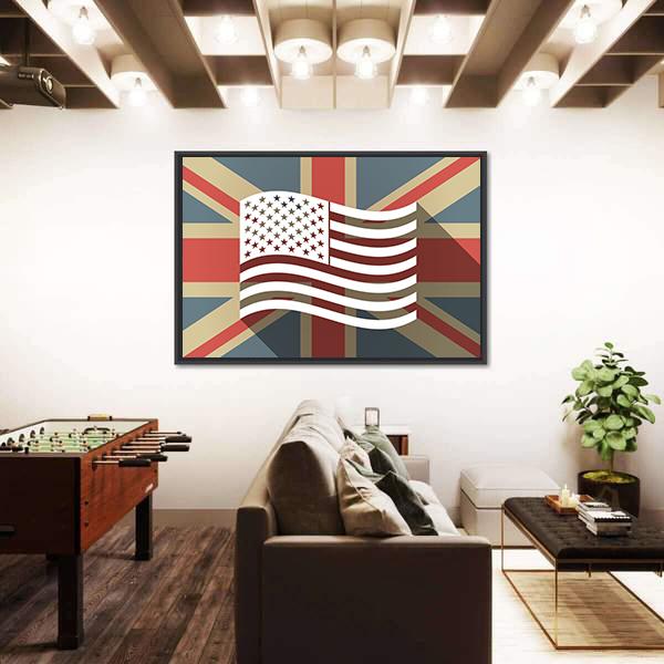 UK Flag With The US Canvas Wall Art-5 Horizontal-Gallery Wrap-22" x 12"-Tiaracle