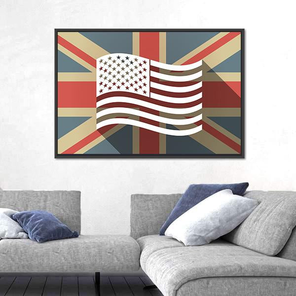 UK Flag With The US Canvas Wall Art-5 Horizontal-Gallery Wrap-22" x 12"-Tiaracle