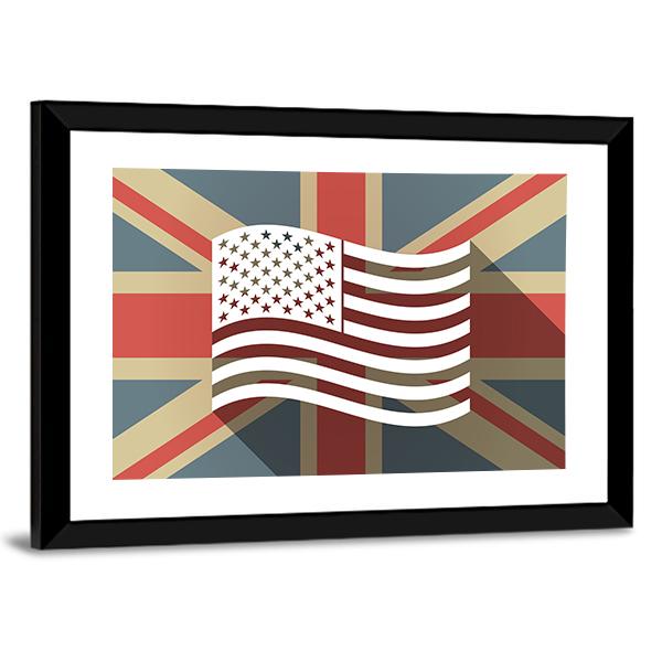 UK Flag With The US Canvas Wall Art-5 Horizontal-Gallery Wrap-22" x 12"-Tiaracle