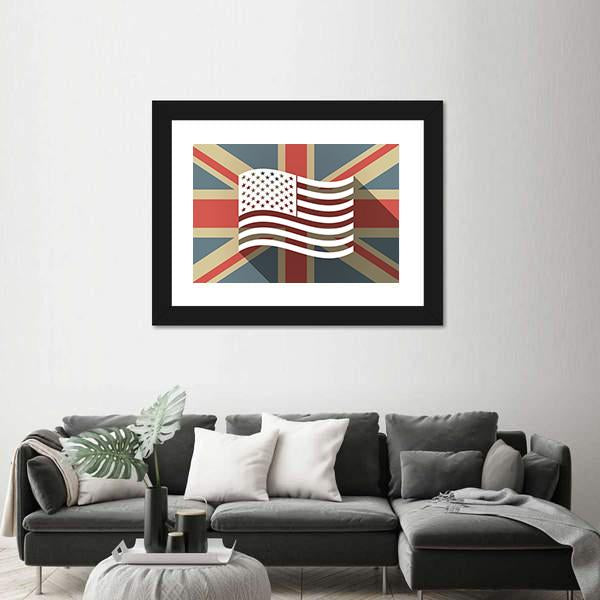 UK Flag With The US Canvas Wall Art-5 Horizontal-Gallery Wrap-22" x 12"-Tiaracle