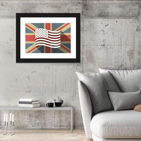 UK Flag With The US Canvas Wall Art-5 Horizontal-Gallery Wrap-22" x 12"-Tiaracle