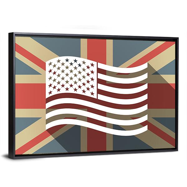 UK Flag With The US Canvas Wall Art-5 Horizontal-Gallery Wrap-22" x 12"-Tiaracle
