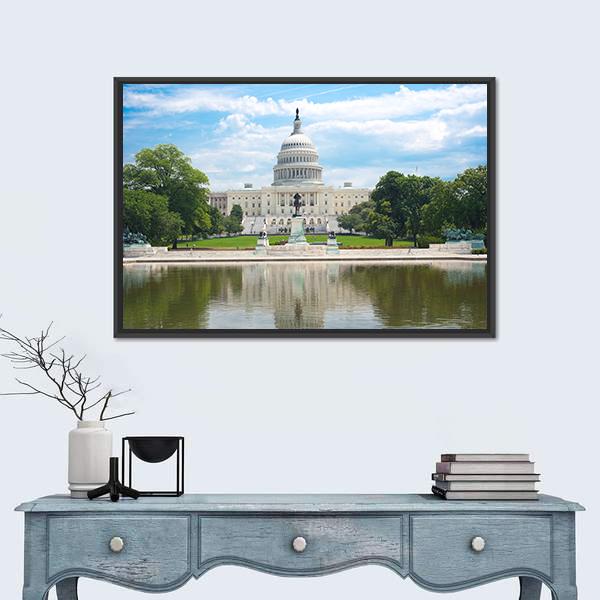 US Capitol In Washington Canvas Wall Art-1 Piece-Floating Frame-36" x 24"-Tiaracle