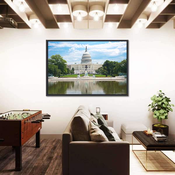 US Capitol In Washington Canvas Wall Art-5 Horizontal-Gallery Wrap-22" x 12"-Tiaracle