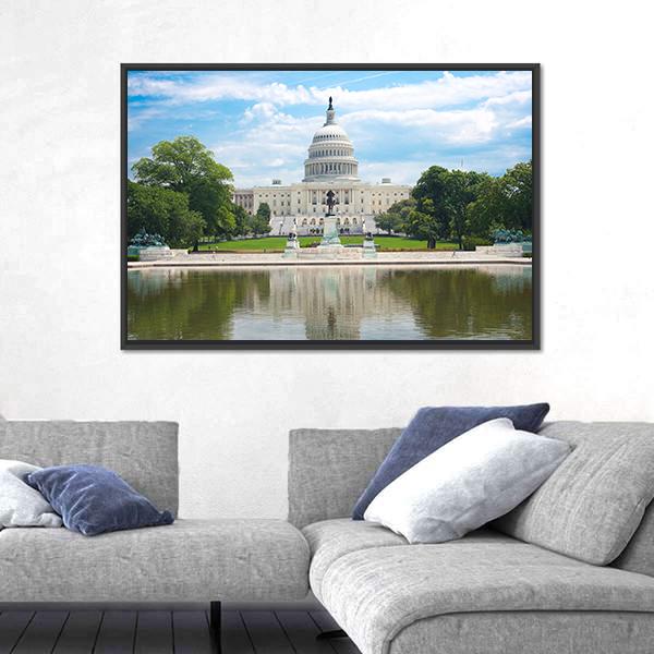 US Capitol In Washington Canvas Wall Art-5 Horizontal-Gallery Wrap-22" x 12"-Tiaracle