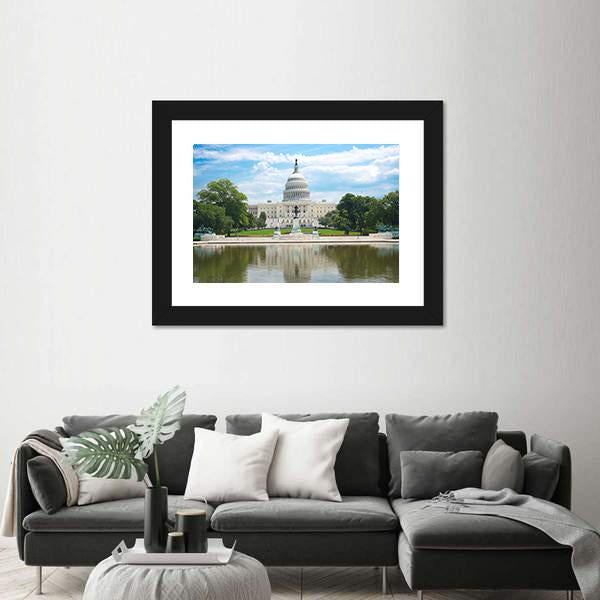 US Capitol In Washington Canvas Wall Art-5 Horizontal-Gallery Wrap-22" x 12"-Tiaracle