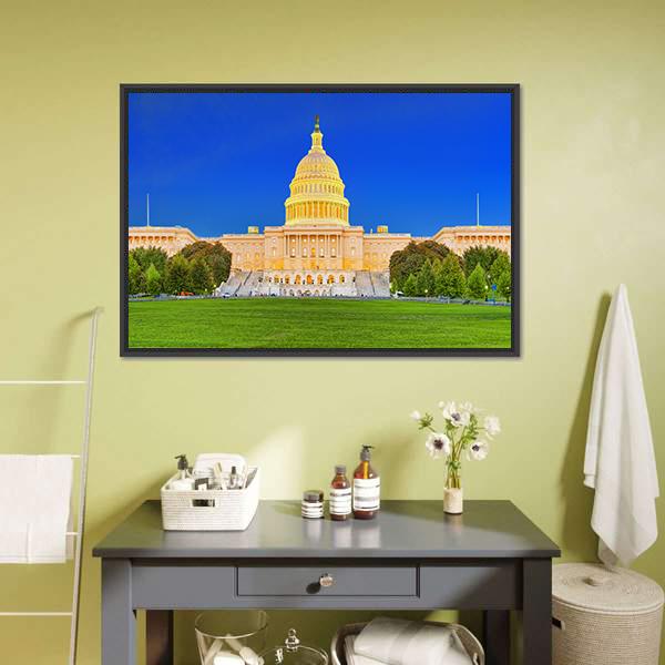 US Congress Building Canvas Wall Art-1 Piece-Floating Frame-24" x 16"-Tiaracle