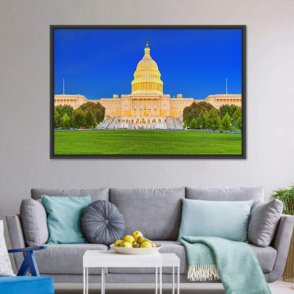 US Congress Building Canvas Wall Art-5 Horizontal-Gallery Wrap-22" x 12"-Tiaracle