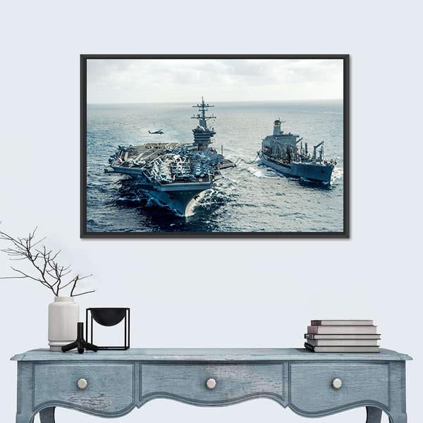 US Navy Crossing The Ocean Canvas Wall Art-1 Piece-Floating Frame-24" x 16"-Tiaracle