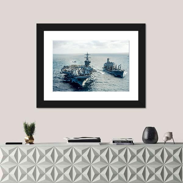 US Navy Crossing The Ocean Canvas Wall Art-1 Piece-Framed Print-20" x 16"-Tiaracle