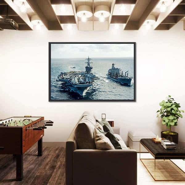US Navy Crossing The Ocean Canvas Wall Art-5 Horizontal-Gallery Wrap-22" x 12"-Tiaracle