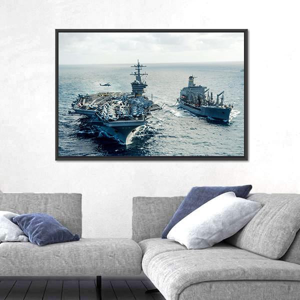 US Navy Crossing The Ocean Canvas Wall Art-5 Horizontal-Gallery Wrap-22" x 12"-Tiaracle