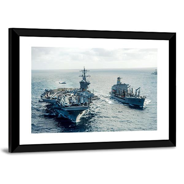 US Navy Crossing The Ocean Canvas Wall Art-5 Horizontal-Gallery Wrap-22" x 12"-Tiaracle