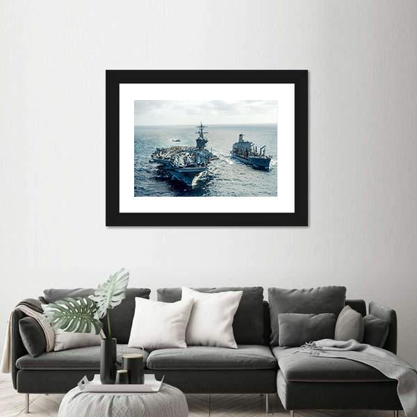 US Navy Crossing The Ocean Canvas Wall Art-5 Horizontal-Gallery Wrap-22" x 12"-Tiaracle