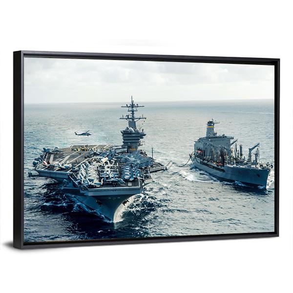 US Navy Crossing The Ocean Canvas Wall Art-5 Horizontal-Gallery Wrap-22" x 12"-Tiaracle
