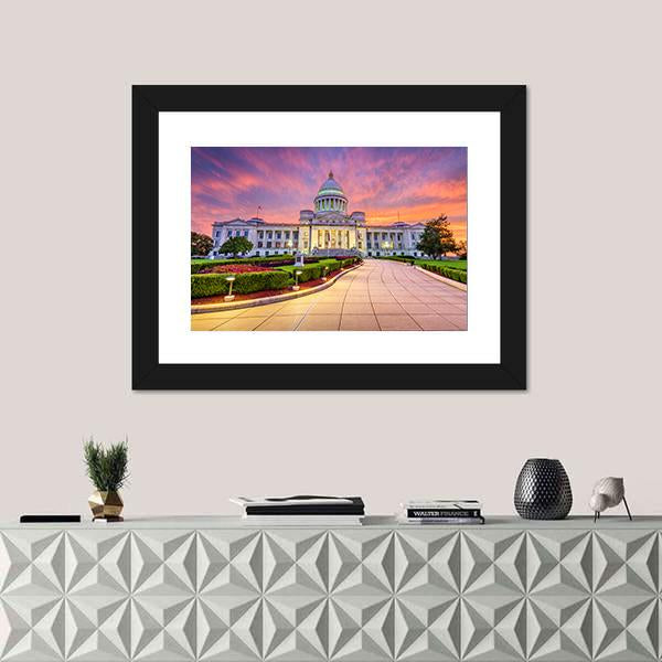 USA At The State Capitol Canvas Wall Art-1 Piece-Framed Print-42" x 14"-Tiaracle