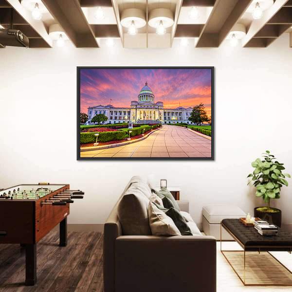 USA At The State Capitol Canvas Wall Art-5 Horizontal-Gallery Wrap-22" x 12"-Tiaracle