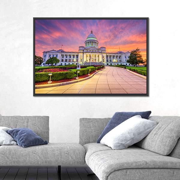 USA At The State Capitol Canvas Wall Art-5 Horizontal-Gallery Wrap-22" x 12"-Tiaracle