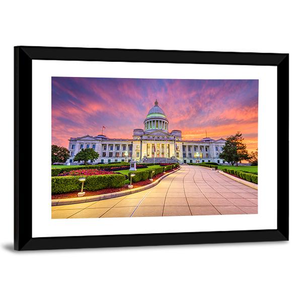 USA At The State Capitol Canvas Wall Art-5 Horizontal-Gallery Wrap-22" x 12"-Tiaracle