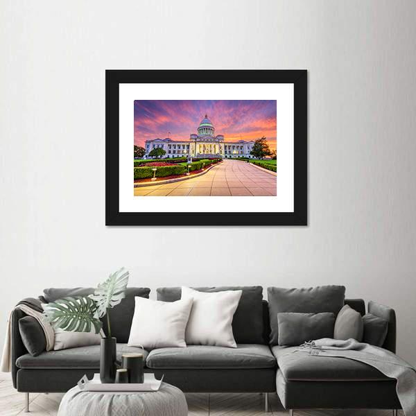USA At The State Capitol Canvas Wall Art-5 Horizontal-Gallery Wrap-22" x 12"-Tiaracle