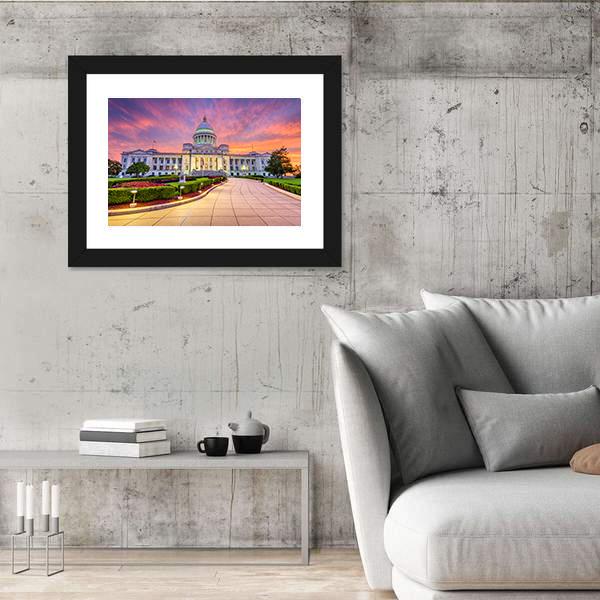 USA At The State Capitol Canvas Wall Art-5 Horizontal-Gallery Wrap-22" x 12"-Tiaracle