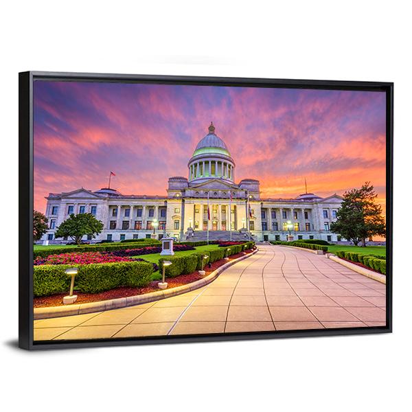 USA At The State Capitol Canvas Wall Art-5 Horizontal-Gallery Wrap-22" x 12"-Tiaracle