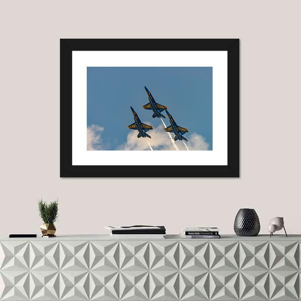 U.S.NAVY Blue Angles Canvas Wall Art-1 Piece-Framed Print-42" x 14"-Tiaracle