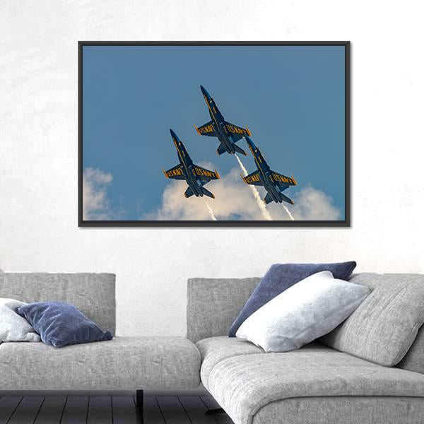 U.S.NAVY Blue Angles Canvas Wall Art-5 Horizontal-Gallery Wrap-22" x 12"-Tiaracle