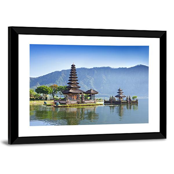 Ulun Danu Temple And Beratan Lake Canvas Wall Art-5 Horizontal-Gallery Wrap-22" x 12"-Tiaracle